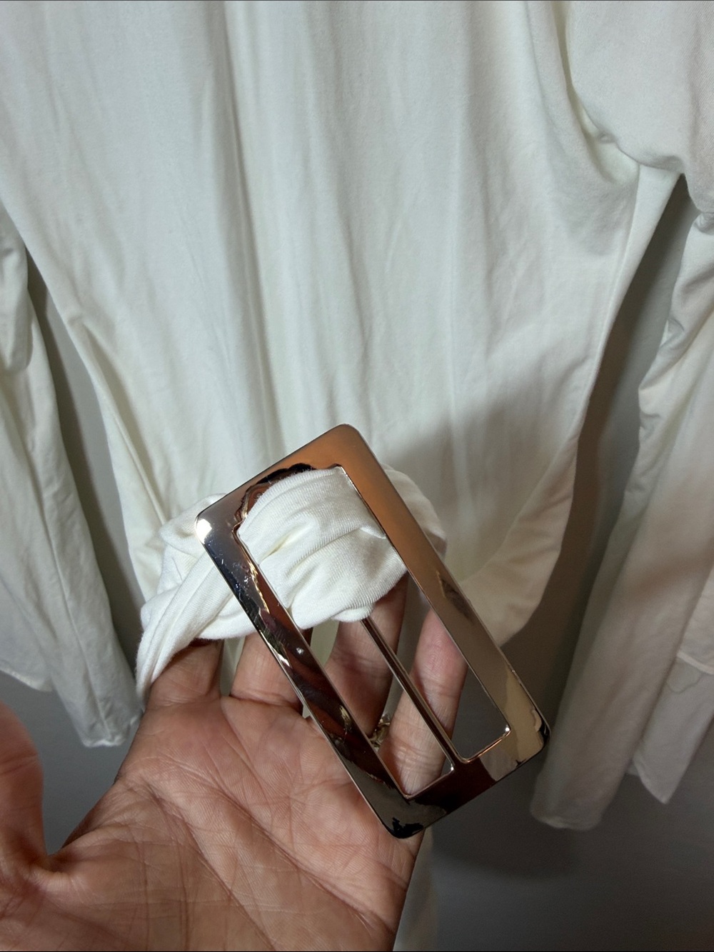 NWT Amy Shehab White Buckle Short Dress - Picture 4 of 7